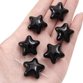 Cuentas de estrella en acrílico negro pulido mostradas en mano para tamaño - 23x22mm Agujero Aprox 2mm 2 Piezas/Paquete / Negro