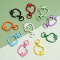 Vibrant strawberry-shaped alloy spring hooks with colorful finish for DIY keychains - Strawberry Shape (23x39mm) 5 Pieces/Pack