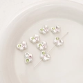 Cuentas de mariposa plateadas con cristales de colores para joyería DIY y pulseras - Mariposa Diamante Cuadrado Transparente (13x10mm) / Apertura 1mm