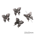Gothic style silver butterfly spacer bead for DIY handmade jewelry bracelets and phone charms - 3 Pieces/Pack (22x22mm)