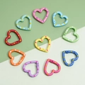 Colorful polka dot heart-shaped metal alloy carabiner hooks in ten vibrant colors - 3D Heart Shape (26x25mm) 5 Pieces/Pack