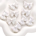 Iridescent white acrylic heart bow beads for DIY bracelets and jewelry making - Heart Bow / 2 Pcs/Pack (28x22mm) / White