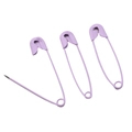 Three light purple matte finish safety pins for DIY clothing tags and craft projects - Purple