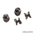 DIY jewelry beads in gunmetal black finish with flared shape and textured edges 13x11mm - 5 Pieces/Pack (13x11mm)