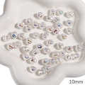 Perle Aurora in ABS irregolari da 10 mm per la creazione di gioielli fai-da-te e collane - Stile Forma Irregolare (#14) / 10mm (2 Pezzi/Confezione) / Bianco Iridescente