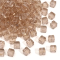 Faceted amber glass cube beads with central hole for DIY jewelry and bracelets - 6mm (10 Pieces/Pack) / Champagne