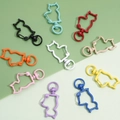 Colorful cat-shaped alloy spring clasps in 10 matte colors for DIY keychains and crafts - Cat Profile (19x41mm) 10 Pieces/Pack
