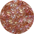 DIY jewelry making: 4x7mm oval peach pink iridescent glass rice beads with AB finish - 10g Pack (Approx. 54 Pieces) / Brown