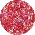Pink 4x7mm iridescent glass rice beads with AB coating for DIY jewelry making - 10g Pack (Approx. 54 Pieces) / Red