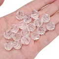 Handheld view of 12mm transparent ribbed glass beads for DIY jewelry making - Spiral Texture / 12mm (Aperture approx 1.2mm) 5 Pcs/Pack / Transparent White
