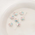 Cuentas de perlas artificiales con pedrería multicolor para creación de joyería - Estrella Gorda Diamante Redondo Rosa (12x11mm) / Apertura 1mm