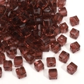 Deep burgundy faceted glass cube beads with central hole for DIY jewelry making - Light Purple