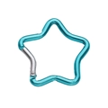 Star-shaped aluminum carabiner hook in glossy blue finish for DIY keychains and bags - Star Style / 49x48mm / Blue