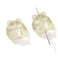 Translucent yellow Maneki Neko glass charm bead with silver pin for DIY jewelry - 18x18mm (5 Pieces/Pack) / Transparent Yellow