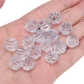 Handheld 12mm clear ribbed glass pumpkin beads for DIY jewelry making and necklaces - Spiral Texture / 12mm (Aperture approx 1.2mm) 5 Pcs/Pack / Transparent Blue