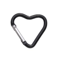 Matte black heart-shaped aluminum carabiner clip with silver spring gate for keychains - Heart Style / 44x45mm / Black