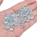 Translucent light blue ribbed glass beads in pumpkin shape for DIY jewelry making - Spiral Texture / 12mm (Aperture approx 1.2mm) 5 Pcs/Pack / Lake Blue
