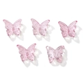 Five light pink translucent butterfly glass beads with detailed carving for DIY jewelry - 10 Pieces/Pack (14x12mm) / Pink