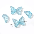 Perles papillon en verre bleu clair translucide avec trou central pour bijoux artisanaux - 11x20mm (10 pièces/paquet) / Bleu lac