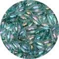 4x7mm iridescent teal glass beads in oval shape for DIY jewelry and bracelet making - 10g Pack (Approx. 54 Pieces) / Dark Green