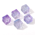 11mm purple gradient glass cube beads with embossed floral patterns for DIY jewelry - 11mm (Hole Diameter 1.5mm, 5 Pieces/Pack) / Blue and Purple
