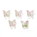 Five pieces of 14mm iridescent butterfly glass beads in pink and green for DIY jewelry - 14x12mm Hole Approx 1.3mm 10 Pieces/Pack / Gradient Pink Green