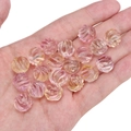 12mm pink and amber ribbed glass beads for DIY necklaces and jewelry making - Spiral Texture / 12mm (Aperture approx 1.2mm) 5 Pcs/Pack / Pink Yellow