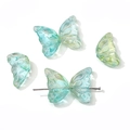 Perles d'ailes de papillon en verre dégradé bleu-vert avec trous pour création bijoux - 11x20mm (10 pièces/paquet) / Jaune-vert