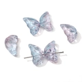 Perles papillon en verre dégradé bleu et violet pour la création de bijoux DIY - 11x20mm (10 pièces/paquet) / Bleu Rose