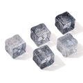 DIY glass cube beads with sunflower carving and ice crack texture for bracelets - 11mm (Hole Diameter 1.5mm, 5 Pieces/Pack) / Navy Blue
