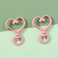 Set van twee roze hartvormige karabijnsluitingen met draaibare ring voor doe-het-zelf sieraden - Hart / Roze