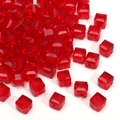 Faceted red glass crystal cube beads with center holes for DIY jewelry making - Red