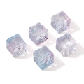 Five 11mm gradient lavender and blue cube beads with floral relief and center holes - 11mm (Hole Diameter 1.5mm, 5 Pieces/Pack) / Pale Blue
