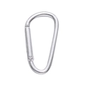 Silver D-ring aluminum carabiner clip with spring gate for keychains and DIY crafts - D-shaped Buckle / 24x46mm / Silver