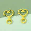 Bright yellow heart-shaped metal swivel clasps with glossy finish for DIY keychains - Yellow
