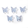DIY translucent blue butterfly glass beads with fine glitter for jewelry making - 10 Pieces/Pack (14x12mm) / Blue