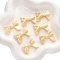 Set of 7 creamy yellow iridescent bow beads for handmade jewelry and DIY crafts - Ribbon Bowknot / 5 Pcs/Pack (32x24mm) / Yellow