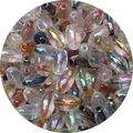 Iris iridescent 4x7mm glass rice beads with AB coating for DIY bracelet making - 10g Pack (Approx. 54 Pieces) / Black & Coffee