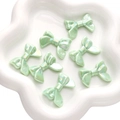 Set of seven light green acrylic bow beads with iridescent pearl finish for DIY jewelry - Ribbon Bowknot / 5 Pcs/Pack (32x24mm) / Green