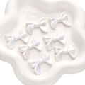 Set of 7 pearlescent acrylic bow charms for DIY jewelry and crafts in rainbow white finish - Ribbon Bowknot / 5 Pcs/Pack (32x24mm) / White