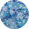 Translucent water blue 4x7mm glass beads with iridescent AB coating for DIY jewelry - 10g Pack (Approx. 54 Pieces) / Blue Series