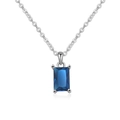 Elegant S925 silver necklace with rectangular dark blue zircon in a four-prong setting - Platinum Plated (September Sapphire)