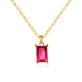 Elegant gold necklace featuring a rectangular red zircon pendant with emerald cut detail - 18K Gold Plated (July Ruby)