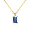 S925 silver necklace with rectangular blue zircon pendant and golden O-chain - 18K Gold Plated (September Sapphire)