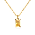 Elegant gold plated S925 silver necklace with rectangular yellow zircon pendant - 18K Gold Plated (November Citrine)