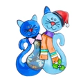 Detail of Christmas cat brooch with alloy oil drip craft and cute hugging kittens - Christmas Themed Double Cats (JBSW335)