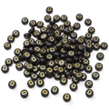 Black acrylic round letter D beads with gold lettering for DIY jewelry and necklaces - D Black with Gold Letter
