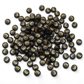 Black acrylic flat round alphabet beads with gold letter E for DIY jewelry crafts - E Black with Gold Letter