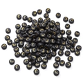 Black acrylic flat round alphabet beads with golden letter J for DIY jewelry making - J Black with Gold Letter