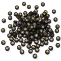Black acrylic flat round beads with gold letter K for DIY jewelry necklaces - K Black with Gold Letter